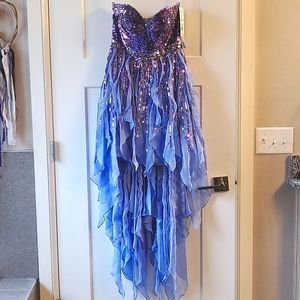 Sherri Hill high/low strapless purple dress style 1922 (size 4)